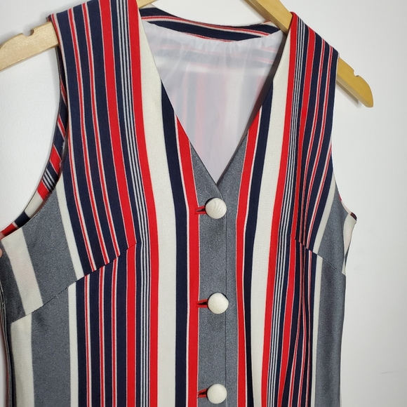 VINTAGE handmade stripe sleeveless button-up - Picture 8 of 9
